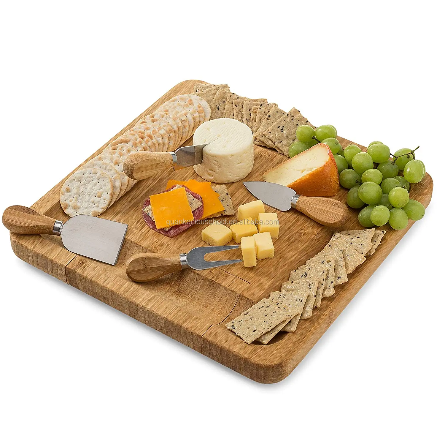 Bamboo Cheese Board Set,cutlery Set And Large Bamboo Cutlery Cheese 