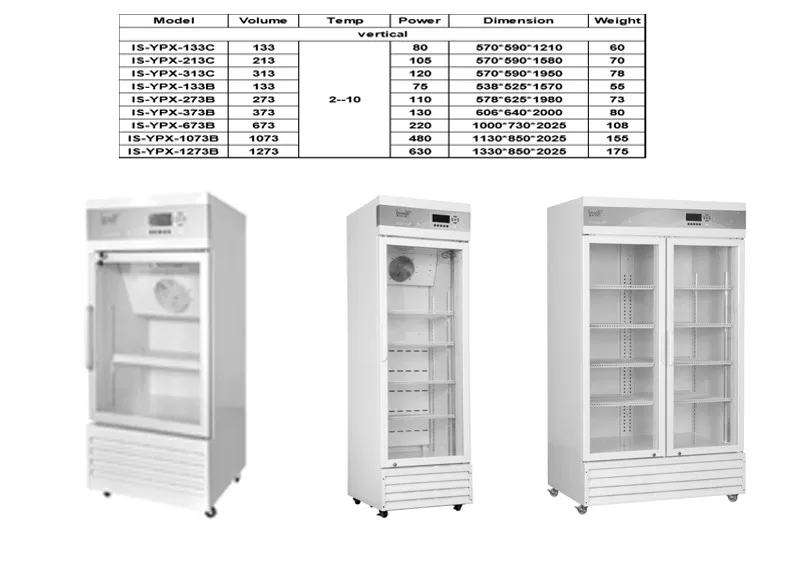 CE ISO 2-10 Degree Vertical Medical Refrigerator Cold Chest Hot Sale