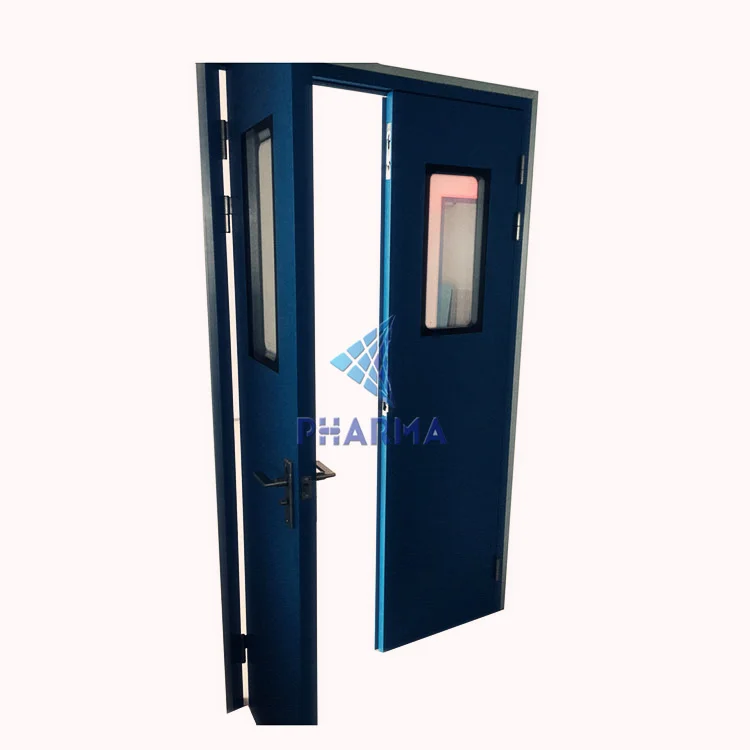 Double Swing door made of 5 mm HPL panels  RAL5015