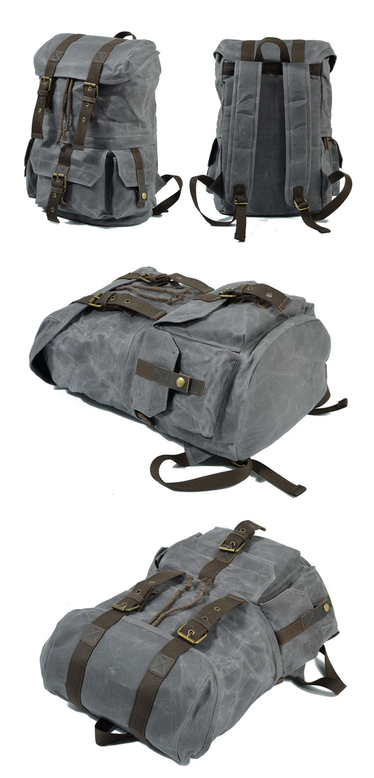 High quality vintage designer water resistant waxed canvas digital gear camera backpack bags