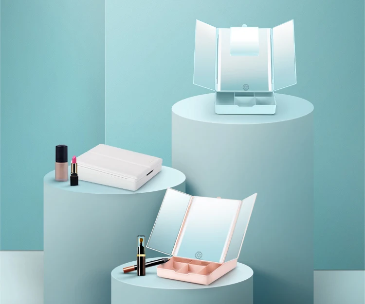 portable vanity mirror with lights suitcase