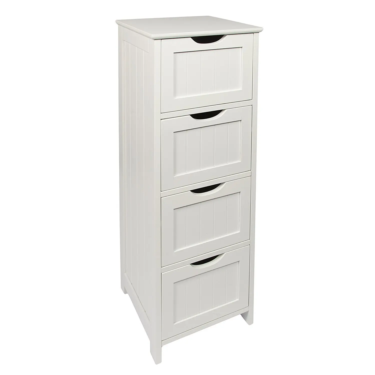 White Wooden Mdf 4 Drawer Floor Standing Bathroom Storage Cabinet