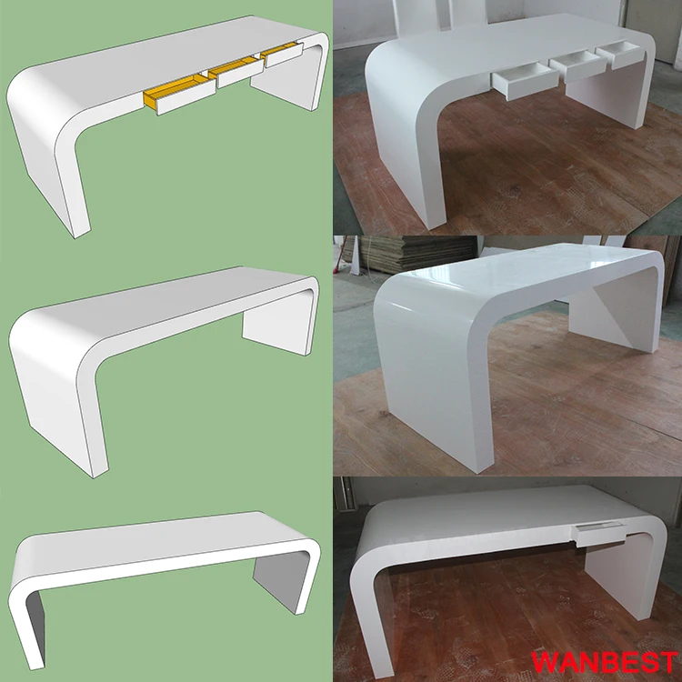 Cheap Acrylic L Shape Office Manager Ceo Writing Desk Home Computer Table Set