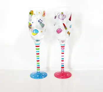 Wg 031 Hand Painted Holiday Spirits Red Wine Goblet With
