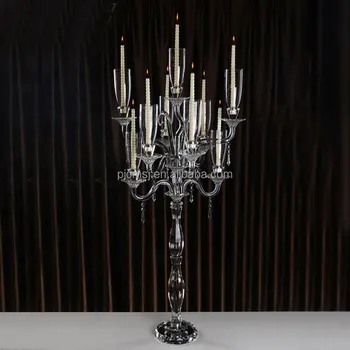 Hot Sale Tall Glass Candelabra 9 Arms Crystal Candle Holder Stand With Luxury Pendants Buy Crystal Candelabra 9 Arms Crystal Candelabra Glass