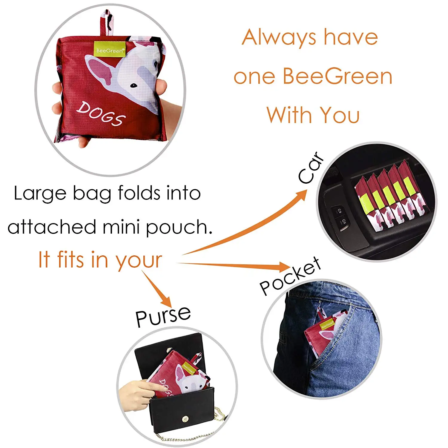 Animal reusable shopping bag foldable and durable
