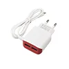 RJC4065 5V 1A EU AU US PLUG red dual two usb port wall travel charger adapter with cable set for smartphone
