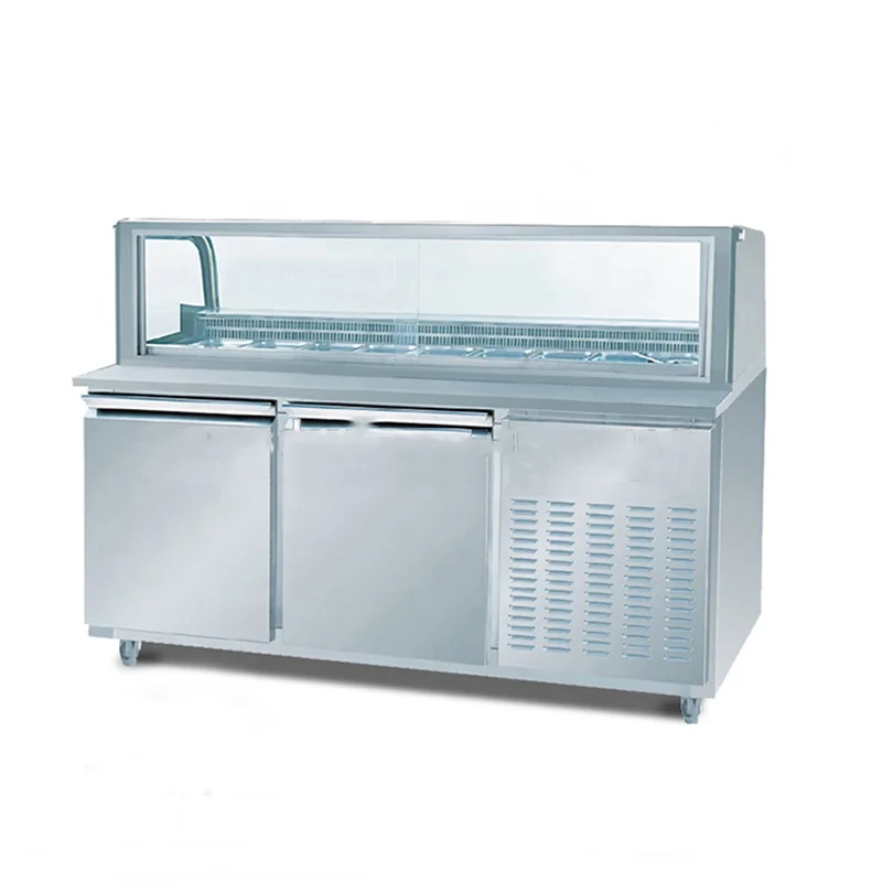 Stainless Steel Pizza Prep Table Refrigerator Countertop Pizza