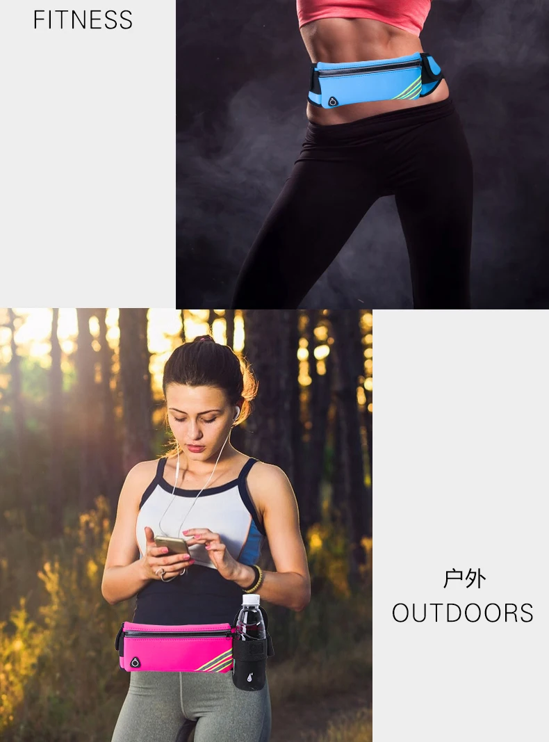 Outdoor Sports Running Neoprene Smart Phone Belt Fanny Pack waist bag with bottle holder