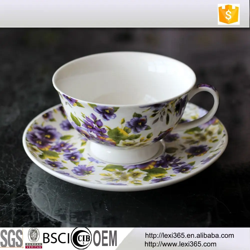 Promotion Nice Flower Fine Bone China Modern Tea Cup And Saucer