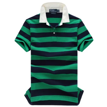Casual Striped Polo T Shirt For Mens,Green And Blue Stripes Polo T ...