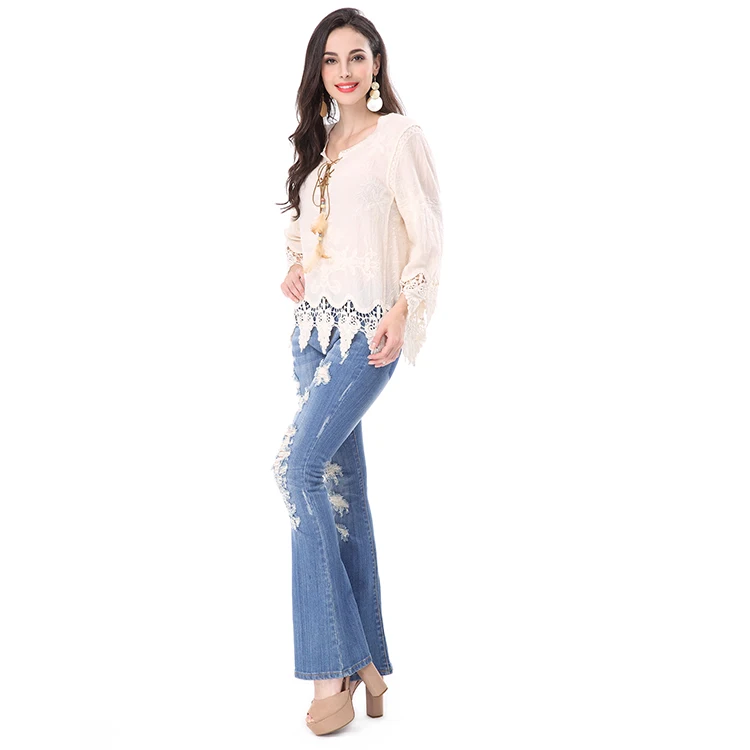 Embroidery fashion women top blouse100 cotton ladies cotton tops