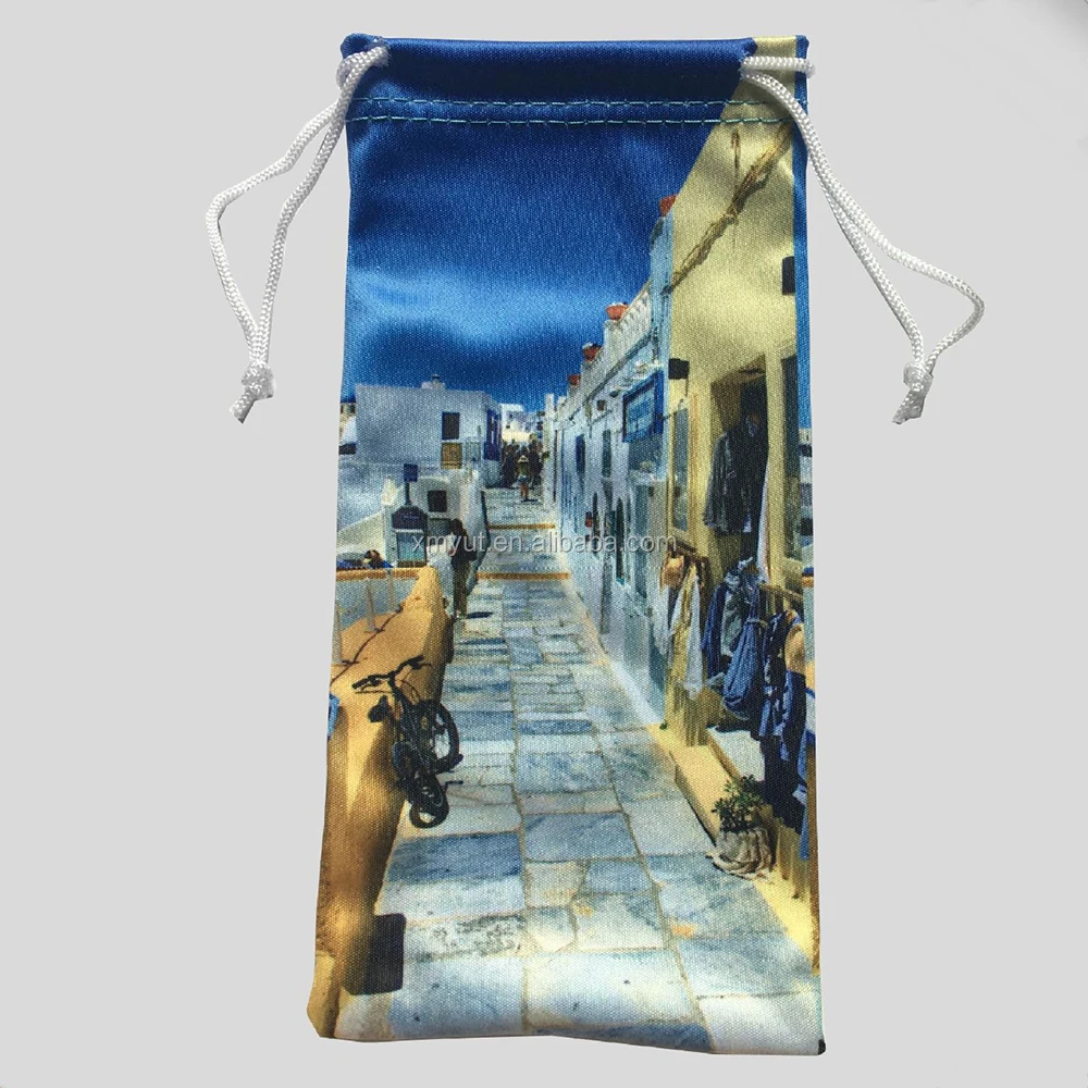 Custom Printed Microfiber Glasses Cloth Bag Fashionable Drawstring Packaging Pouch with Logo for Sunglasses and Accessories