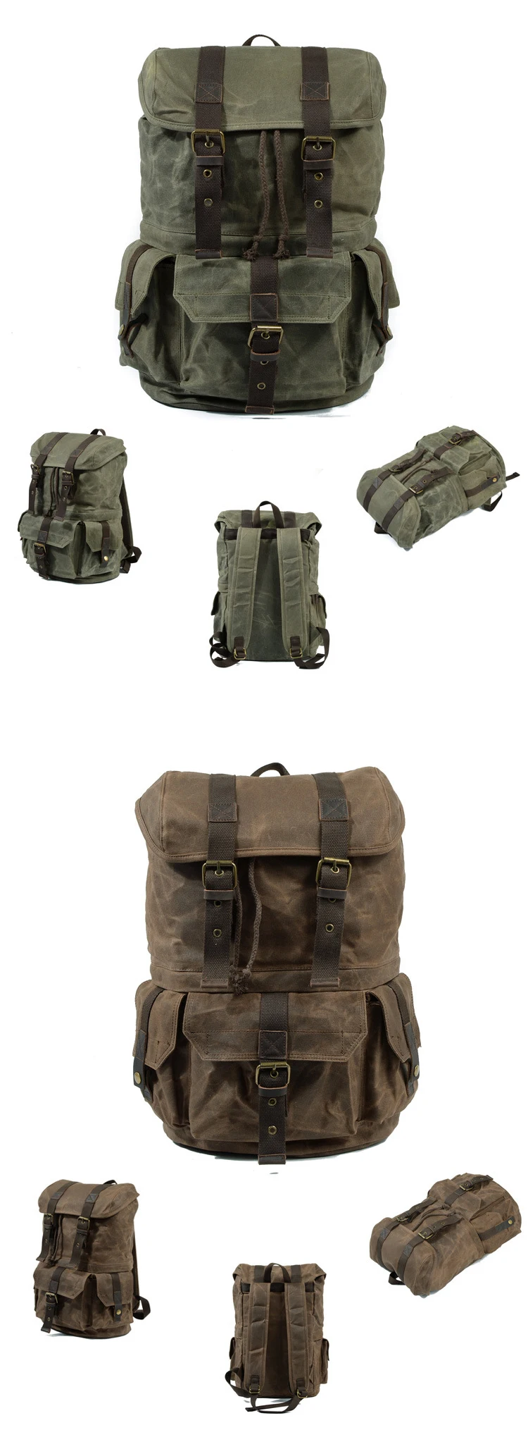 High quality vintage designer water resistant waxed canvas digital gear camera backpack bags