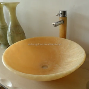 New Design Honey Onyx Round Stone Sinks Basin