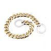 High Polished Gold Filled Chain 15mm 316l Stainless Steel Curb Cuban Link Dog Choke Chain Collar Pet Necklace