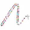 Religious catholic rosary acrylic beads cross Christian necklace of Jesus