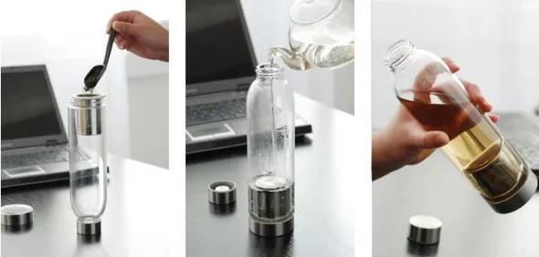 Personalized Wholesale Custom Travel Borosilicate Glass Water Bottle With Stainless Steel Lid