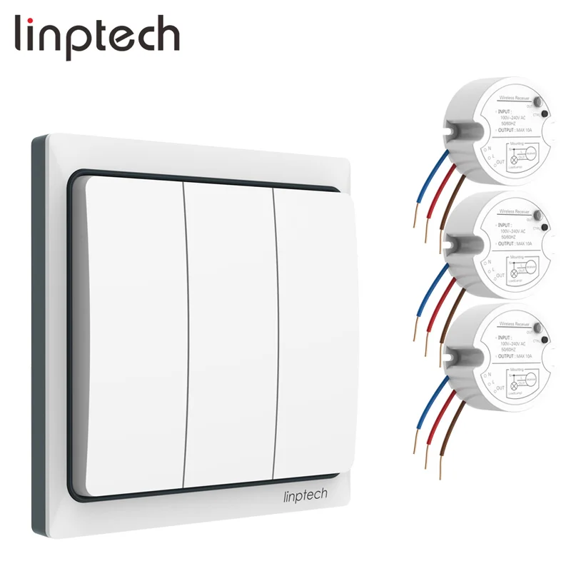 Linptech K4RW3 Kit wireless rf 3 gang 3 way wall switch