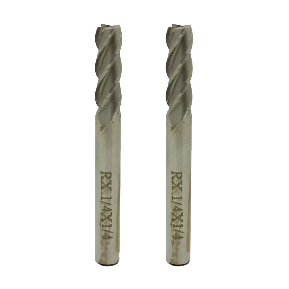 In-tool-home 1/4" X 1/4" HSS 4 Flute Straight End Mills Cutter Drill Bit Pack of 2