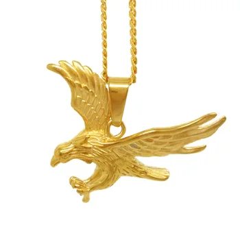 Olivia Best Birthday Gift Mens Stainless Steel Punk Style 18k Real Gold Flying Eagle Necklace For Men Buy Eagle Necklaceflying Eagle