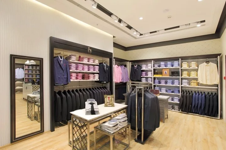 ブランドスーツとシャツの小売店デザインのための木製ディスプレイカウンター Buy 服ショップ木製キャビネットディスプレイ 金属ラックのディスプレイ スカート収納とディスプレイ棚 Product On Alibaba Com