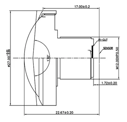 IMX179 7G structure board 1080p 360 degree wide angle M12 fisheye vr lens