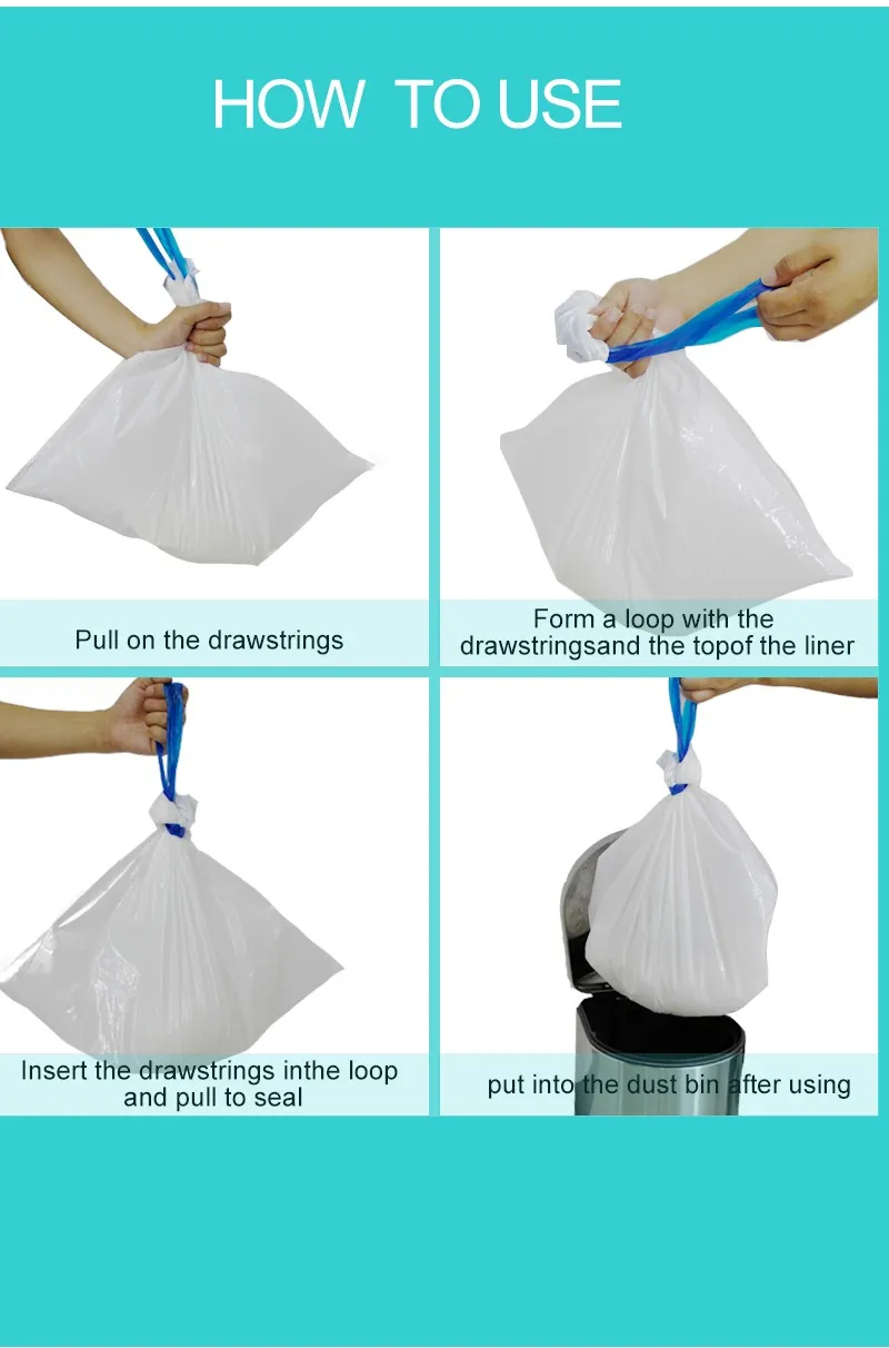 Biodegradable Bedside Ldpe Drawstring Commode Liner With Super ...