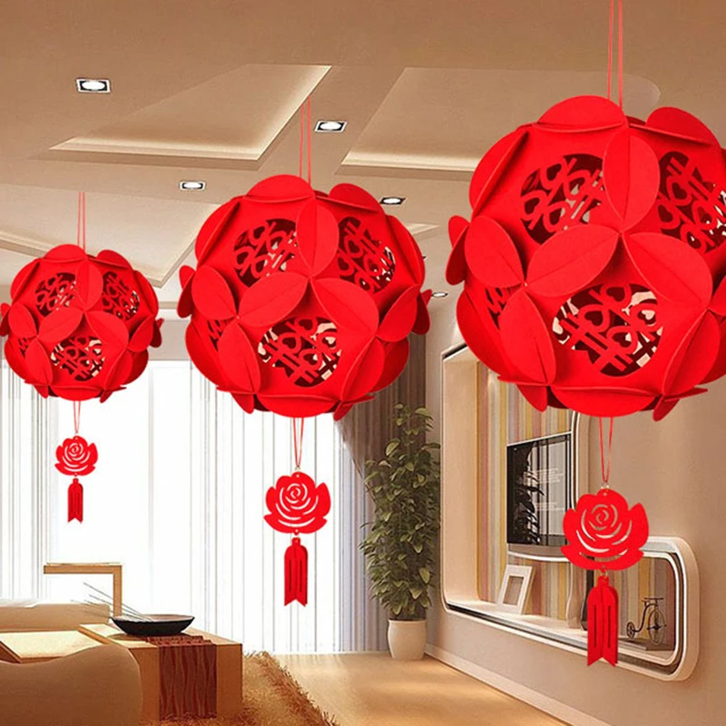 Details about   CW_ Flocking Lantern Pendant Chinese Festival Road Decoration Wedding Ornament A 