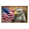 USA Vintage American Flag Bald Eagle 3x5 Feet Flag, Polyester Double Stitched 4th of July Memorial Independence Day with Brass