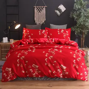 Romantic Red Bedding Sets Queen Size Bed Sheet Quilt Cover