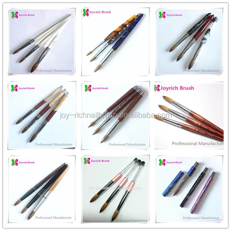 Acrylic Pure Color Kolinsky Colorful Plastic Handle Round Nail Art Brush.jpg
