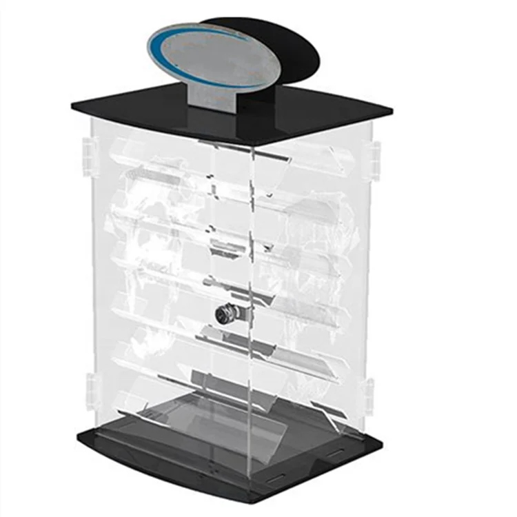 Rotating Acrylic 10 Knife Display Cases With Led Lights Lock
