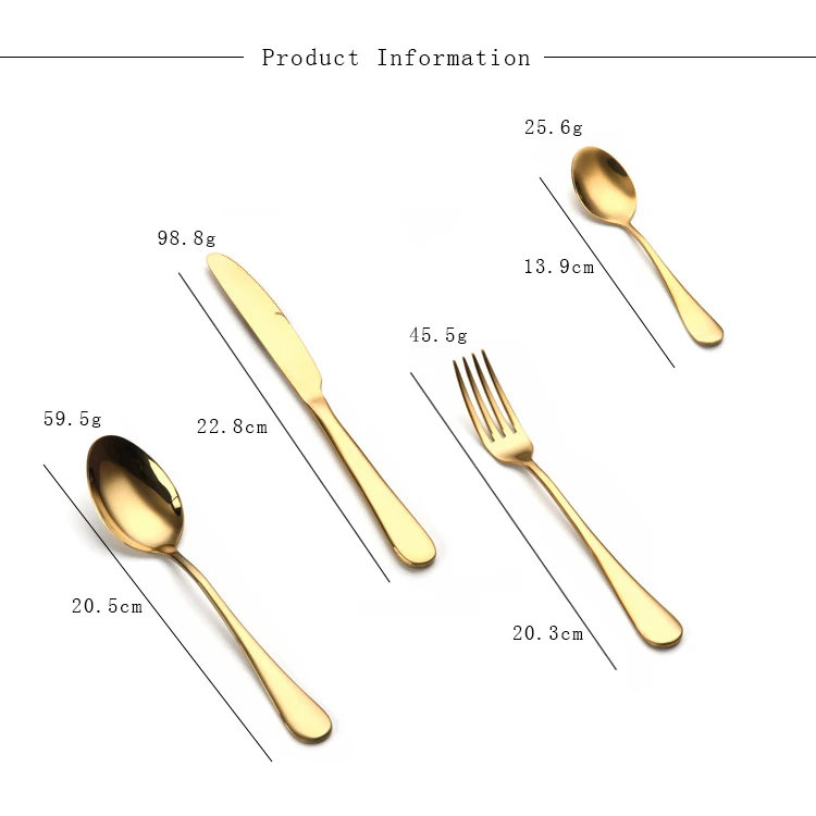 Royal Luxurious 24 Piece Gold Stainless Steel Gold Cutlery Set