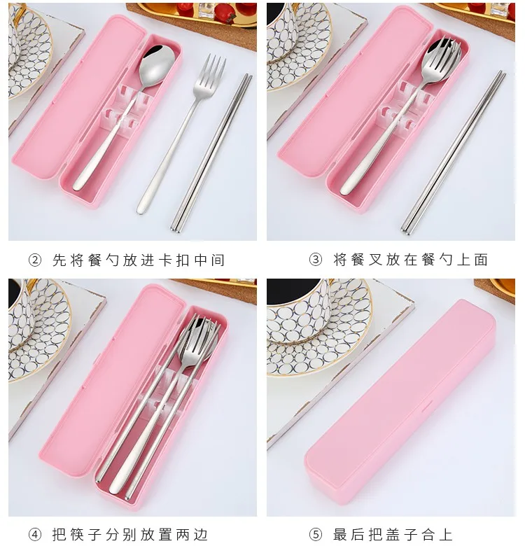 Korean Portable Tableware 304 Stainless Steel Cutlery Set With Box