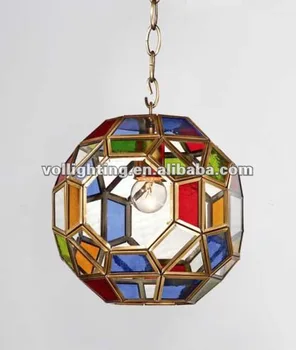 Uitgelezene Vintage Messing Gekleurde Glazen Hanglamp Vintage Marokkaanse Loft QR-22