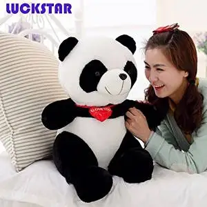 LUCKSTAR(TM) 40cm Black White With Red Fortune Panda Bear Stuffed Animal Plush Toy Black White Plush Toy Cute Big Head Panda Large Pillow Cushion Design Kids Toy Gift affordable delight for any bear lover