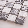 8mm Small square pattern white and grey synthetic resin tile mosaic wall decor