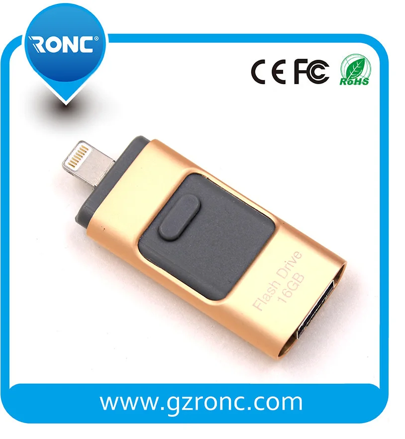 2016 New Products Multi-Function 3 in 1 OTG USB Flash Drive For iPhone IOS And Android Smart Phone