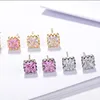 Fashion Handmade simple shiny round zircon cubic zirconia crystal stud earrings women