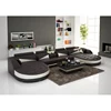 contemporary leather living room furniture sectional 3 seater + double sided round chaise sofa