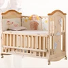 Real solid wood attached new born baby bed/bedside crib cot with bigh storage