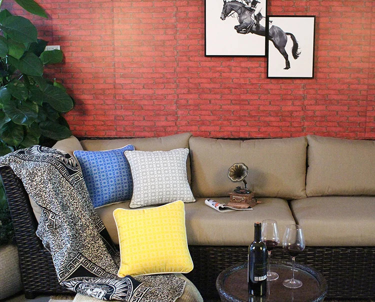 waterproof fabric outdoor cushion cover water resistant spf50+ stripe plain sofa bedding decorative throw pillow case wholesale