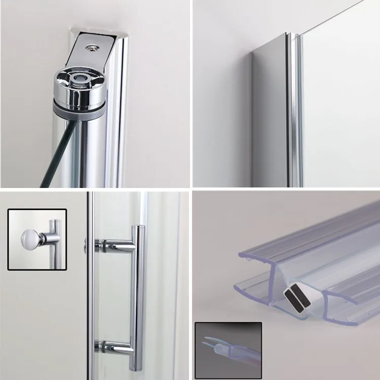 Tempered Glass Brushed Silver Frame Rubber Strip Shower Door A0706p1 ...