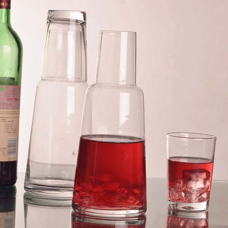 Hand Blown Bedside Carafe With Tumbler/2pcs Clear Glass Jug Set/multi