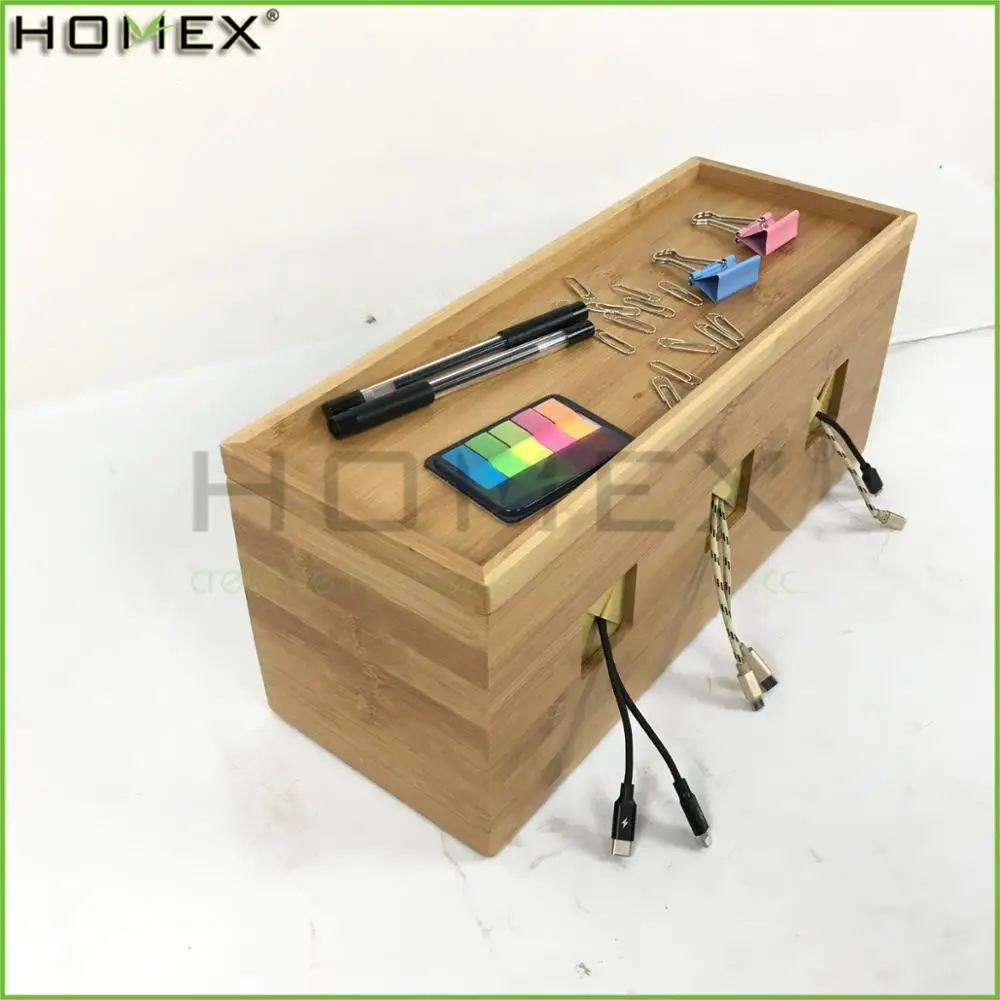 Desktop Cable Management Box And Office Desk Organizer Box In Bamboo Homex Fsc Bsci Factory Buy Cable Management Box Cable Organizer Box Cable Management Box Product On Alibaba Com