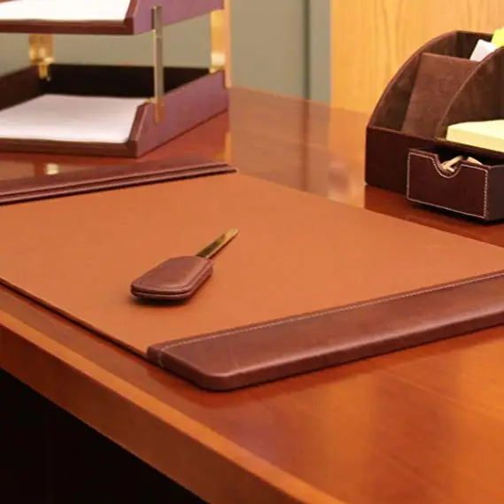 Custom Leather Desk Pad With Side Rails Office Leather Desk Mat Buy