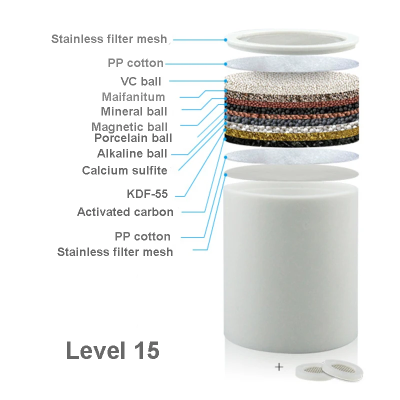 High Quality 15 Stages Water Shower Filter Universal Chlorine Removing