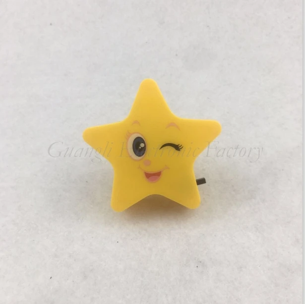W096 4SMD mini switch plug in star with smile face room usage  For  night light  Baby Bedroom child cute gift