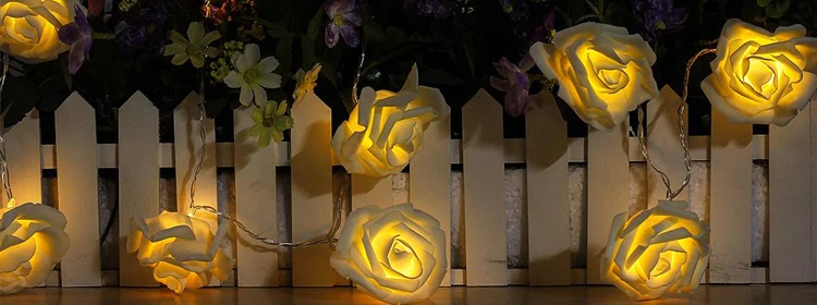 rose flower pvc green led fairy light